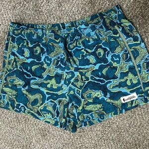 Cotopaxi Blue and Green Patterned Athletic Shorts
